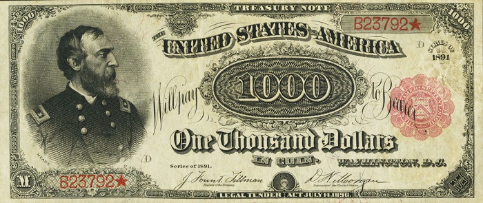 1891 Basımı Kırmızı Mühürlü 1.000 Dolar