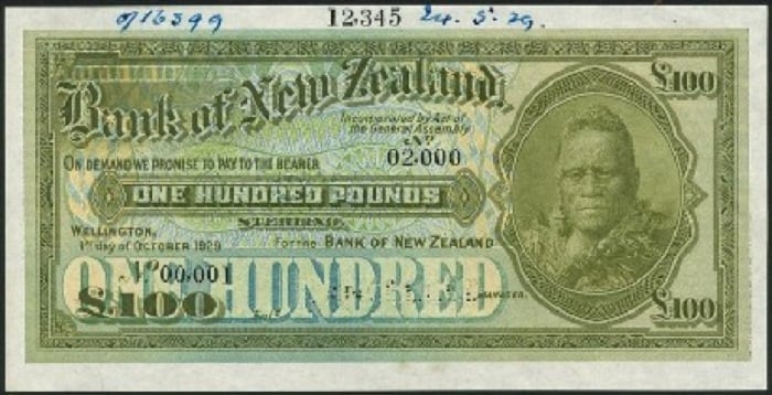 1929 Basımı Yeni Zelanda Kağıt Parası
