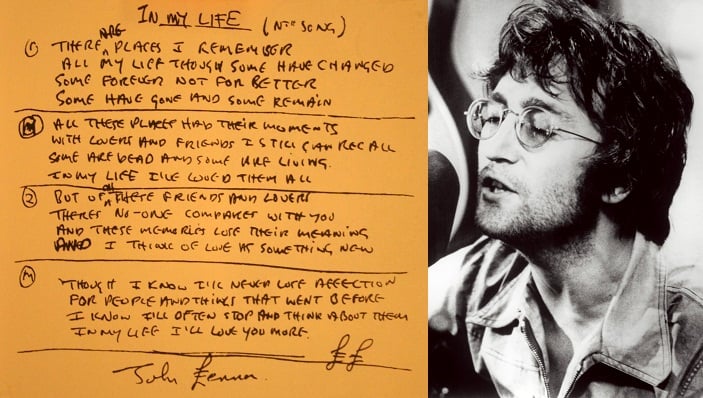 John Lennon El Yazması Şarkı Sözleri