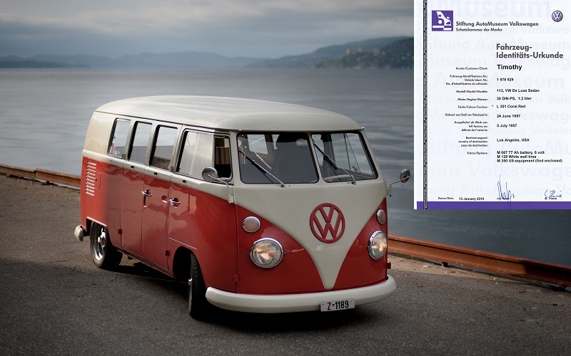 Klasik Volkswagenler için doğum belgesi.
