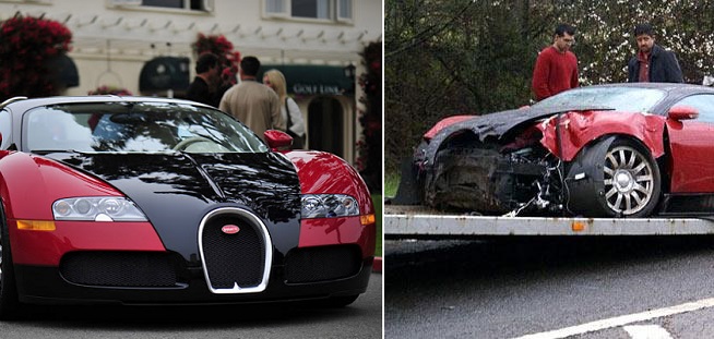 300 Bugatti Veyron'dan Bir Tanesi Kaza Yapıyor!