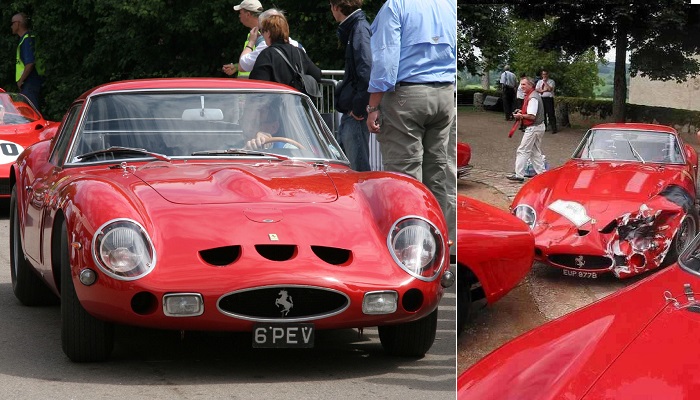 Dikkatsiz Sürücüsünün Önündeki Araca Çarptığı Ferrari 250 GTO