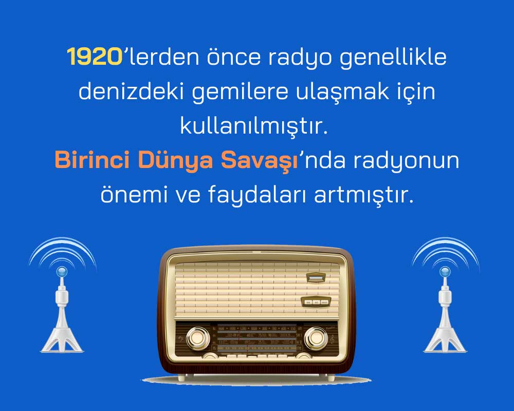 Birinci Dünya Savaşı’nda radyonun önemi ve faydaları artmıştır.