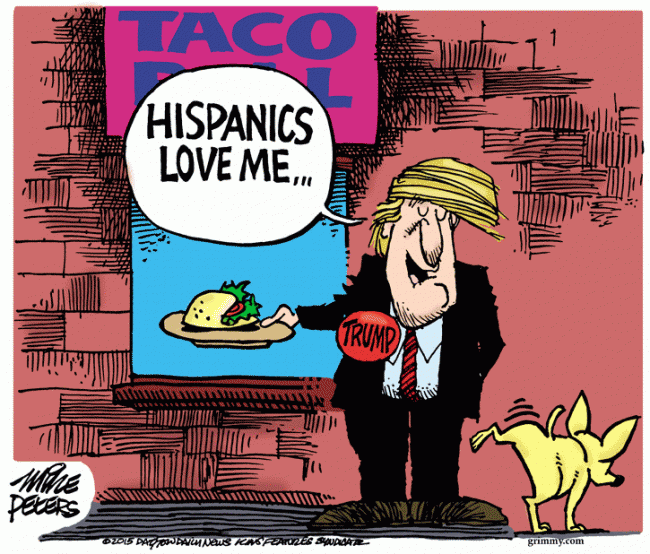 Taco Alan Trump Ispanyollarin Onu Sevdigini Dusunuyor Donald Trump Karikaturleri