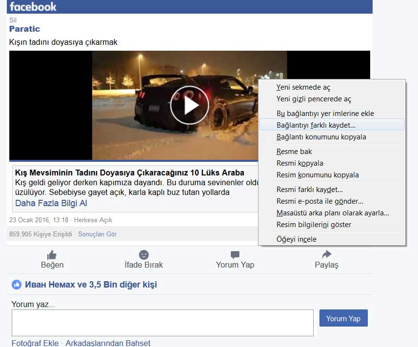 Facebook Video İndirme Firefox Resimli Anlatım