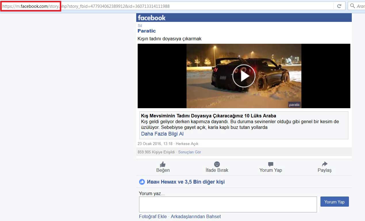 Facebook Video İndirme İşlemi Mobil Görünüm Eldesi
