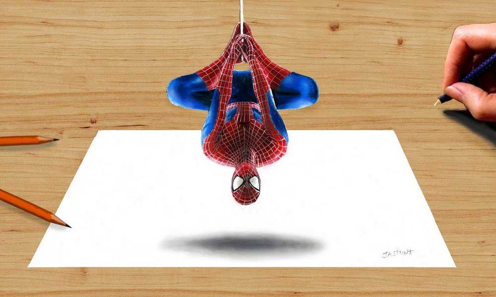 Özellikle de gençlerin hayran olduğu bir süper kahraman olan Örümcek Adam, 3D çizimiyle de beğeni topluyor. 
