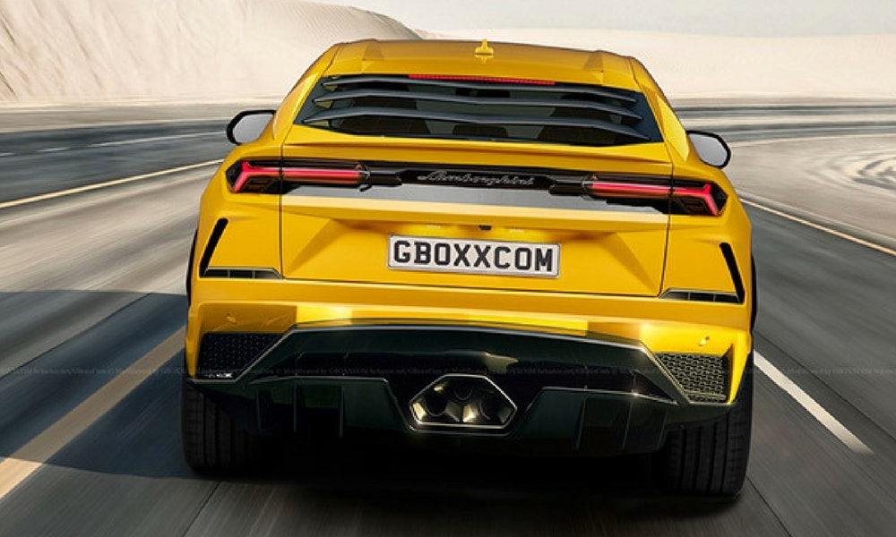 Lamborghini Urus Sarı Çizim Arka Görünüm