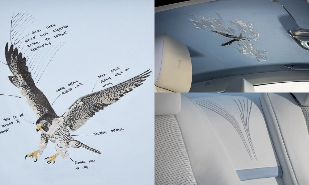 Rolls Royce Tavan Kuş Nakış Pregrine Falcon