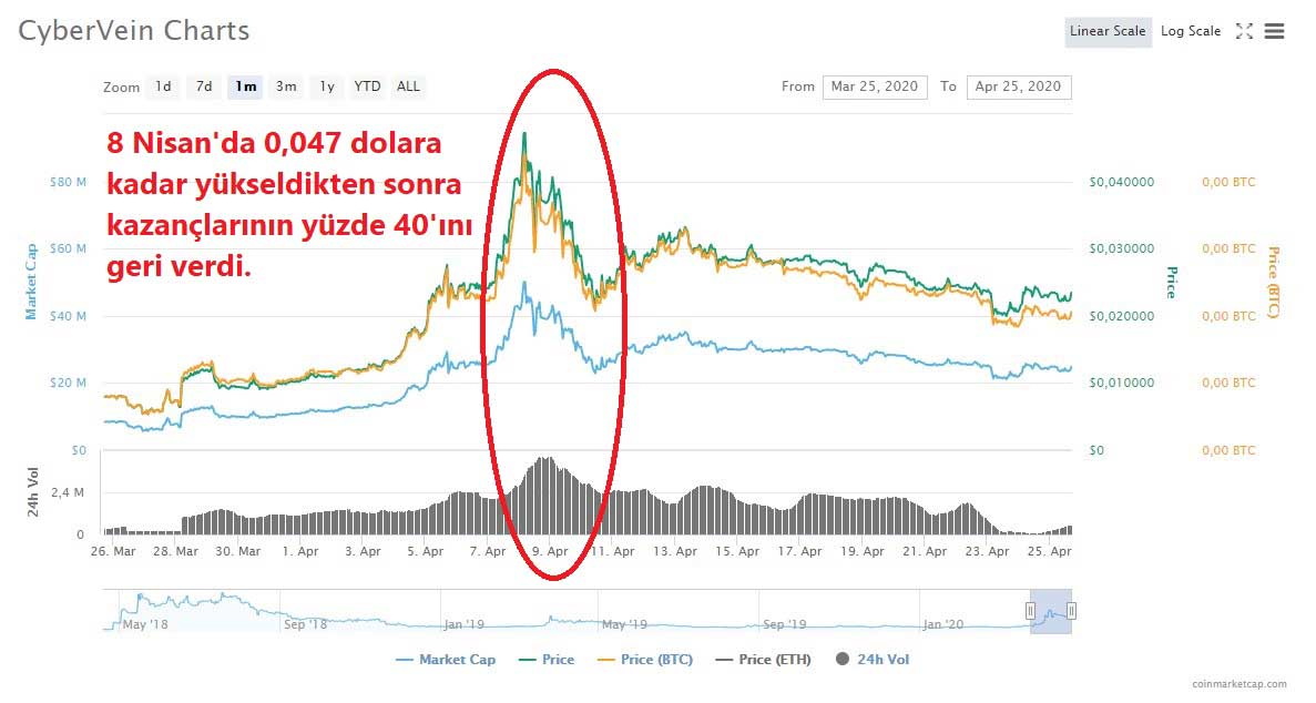 CyberVein 1 Aylık Fiyat Grafiği CyberVein 1 Aylık Fiyat Grafiği