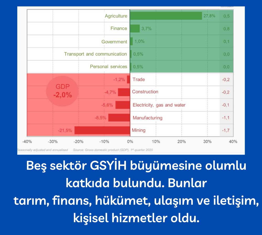 Güney Afrika GSYİH Pozitif katkıda Bulunanlar Güney Afrika GSYİH Pozitif Katkıda Bulunanlar