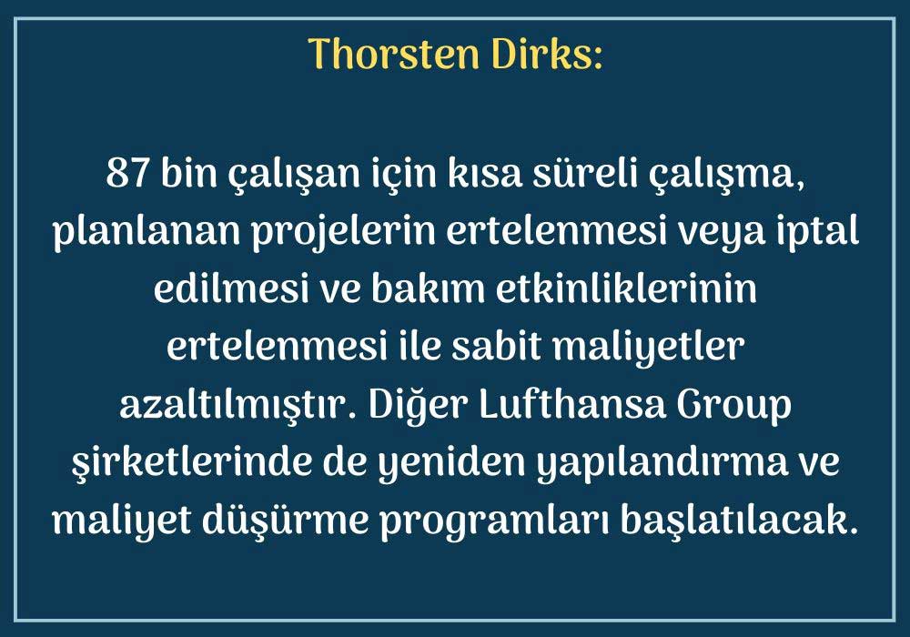 Deutsche Lufthansa AG Yönetim Kurulu Dijital ve Finans Üyesi Thorsten Dirks Açıklaması