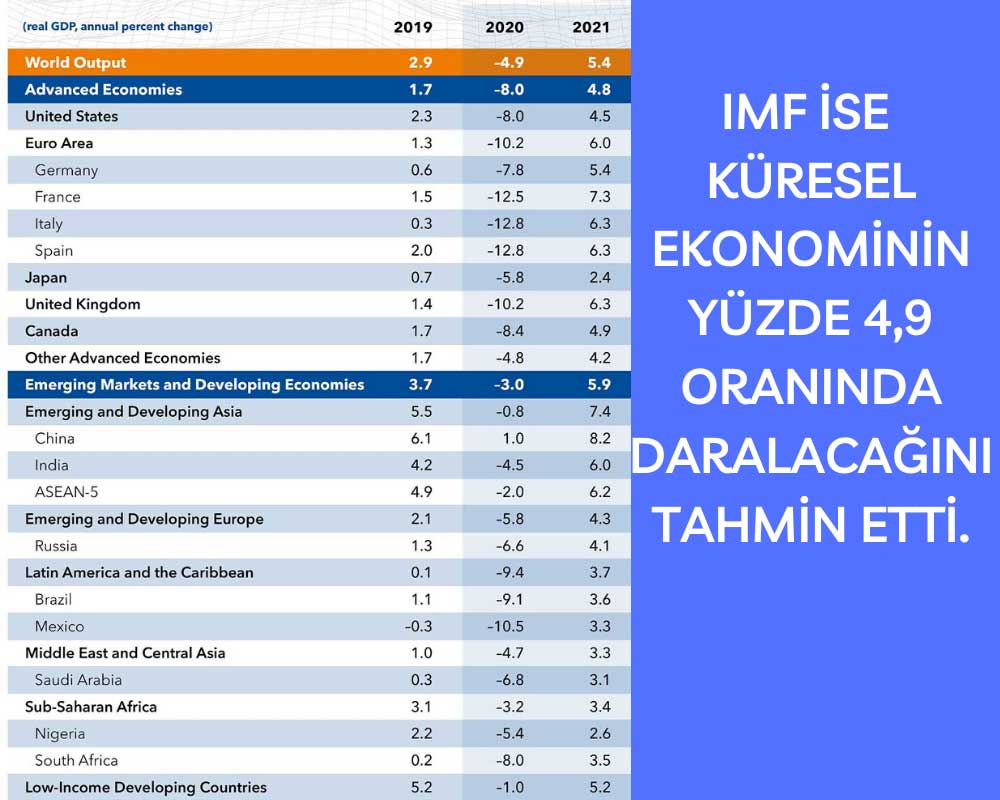 IMF Küresel Ekonomi %4,9 Daralma