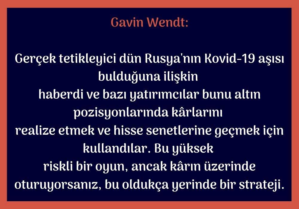 Gavin Wendt Altın Yorumu