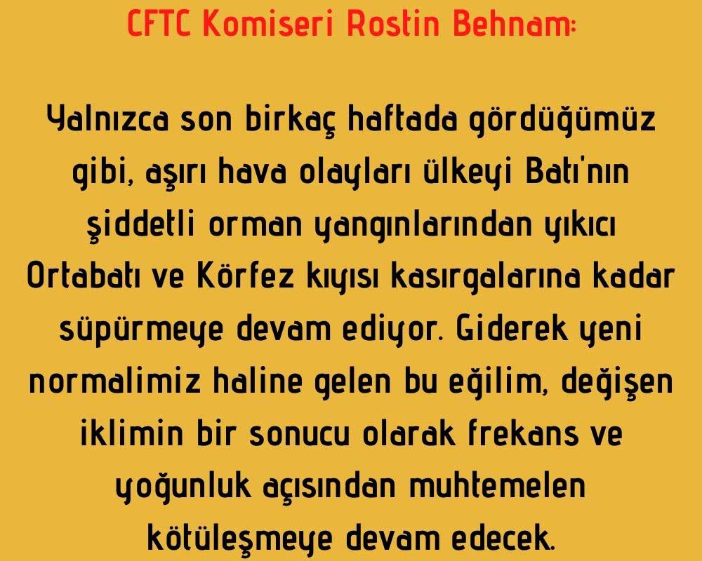CFTC Komiseri Rostin Behnam Açıklaması