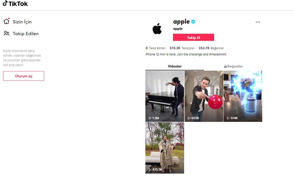Apple, TikTok’ta Reklam Paylaştı