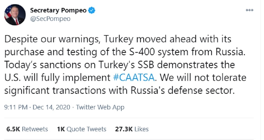 ABD Dışişleri Bakanı Mike Pompeo Açıklaması