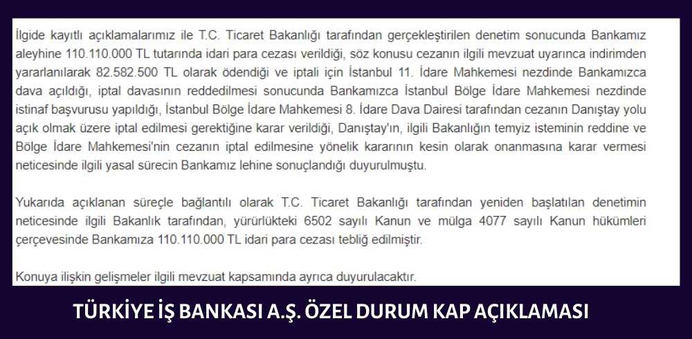 İş Bankası KAP Duyurusu İş Bankası KAP Duyurusu