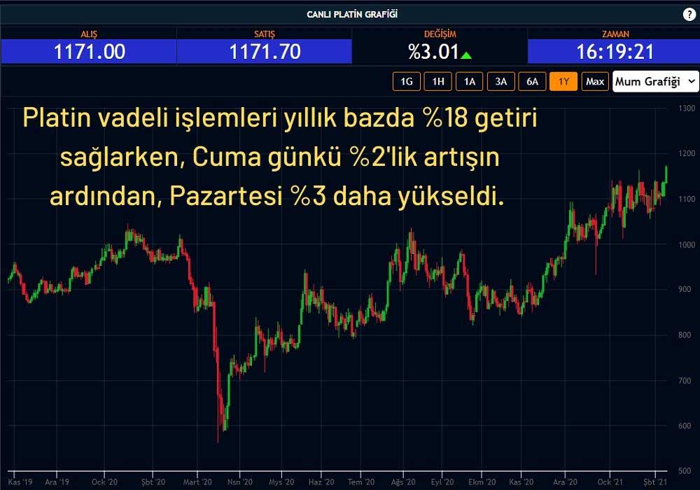 Platin 1182 Dolara Yükseldi Platin 1182 Dolara Yükseldi