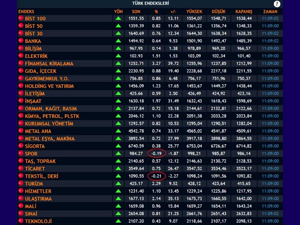BIST 100 Alt Endekslerinden İkisi Kaybettirdi BIST 100 Alt Endekslerinden İkisi Kaybettirdi