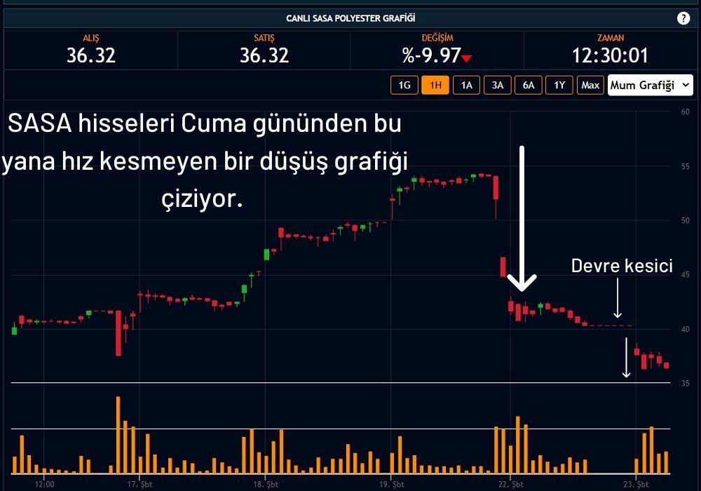 SASA Hisseleri %9,97 Düşüşte SASA Hisseleri %9,97 Düşüşte