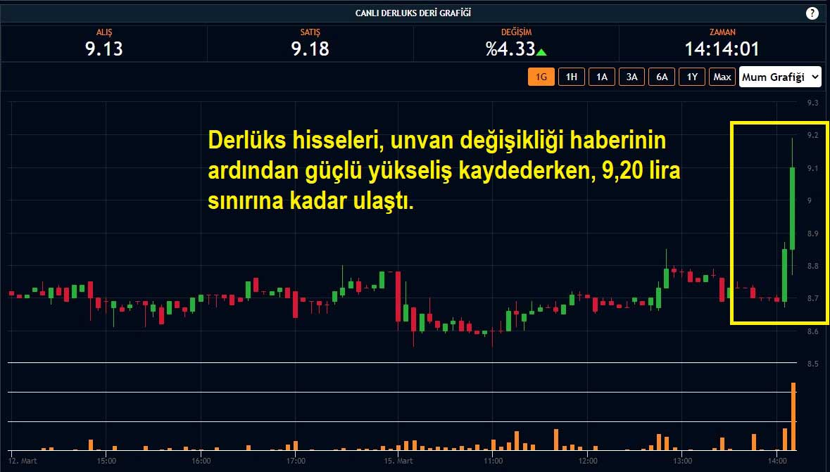 Derlüks Deri Hisseleri %4,33 Yükseliş Derlüks Deri Hisseleri %4,33 Yükseliş
