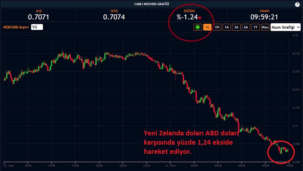 Yeni Zeland Doları Düşüş Yeni Zeland Doları Düşüş