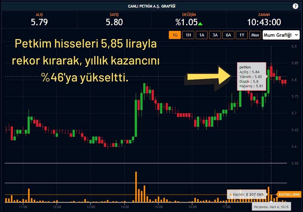 Petkim Hisseleri Rekor Kırdı Petkim Hisseleri Rekor Kırdı