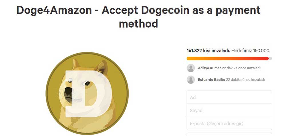Dogecoin change.org imza kampanyası