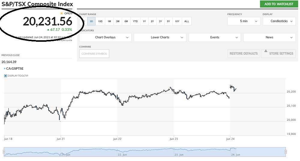 S&P/TSX Composite 20,200 Puan Üzeri S&P/TSX Composite 20,200 Puan Üzeri