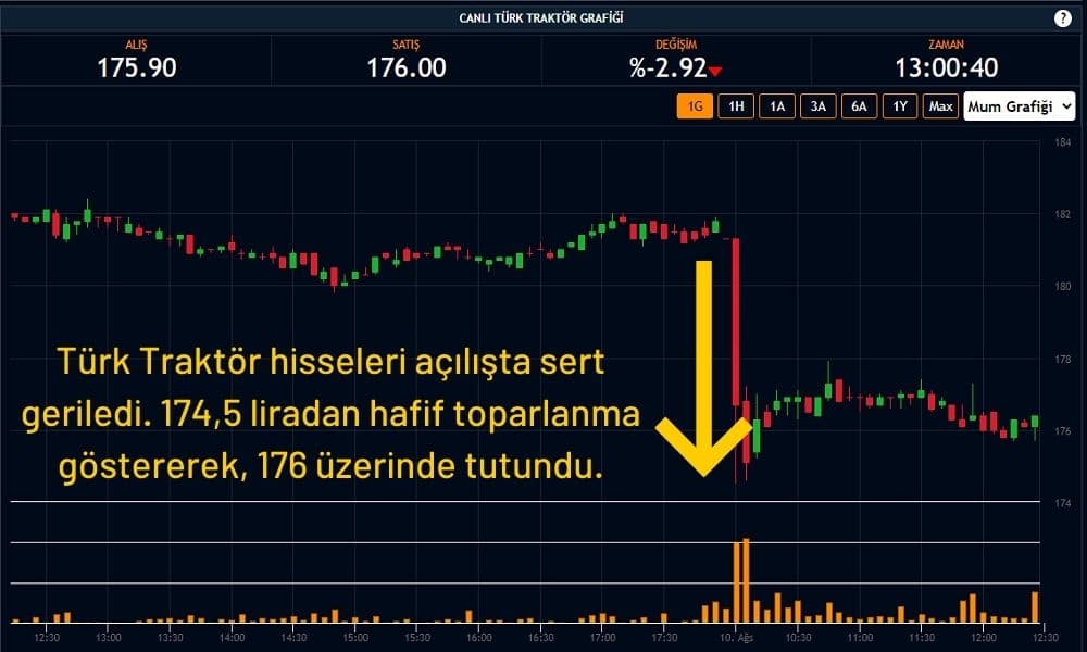 Türk Traktör Hisseleri %3 Ekside