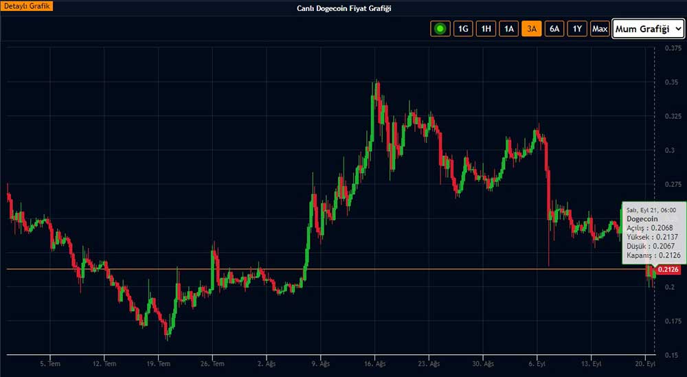 Dogecoin 3 aylık grafik Dogecoin 3 aylık grafik