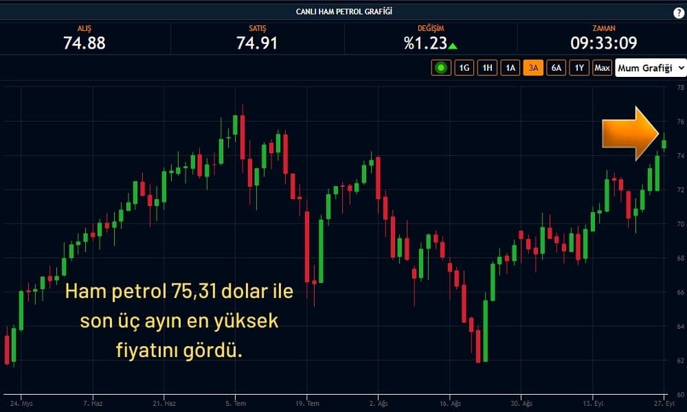 Ham Petrol 74,91 Dolar Ham Petrol 74,91 Dolar
