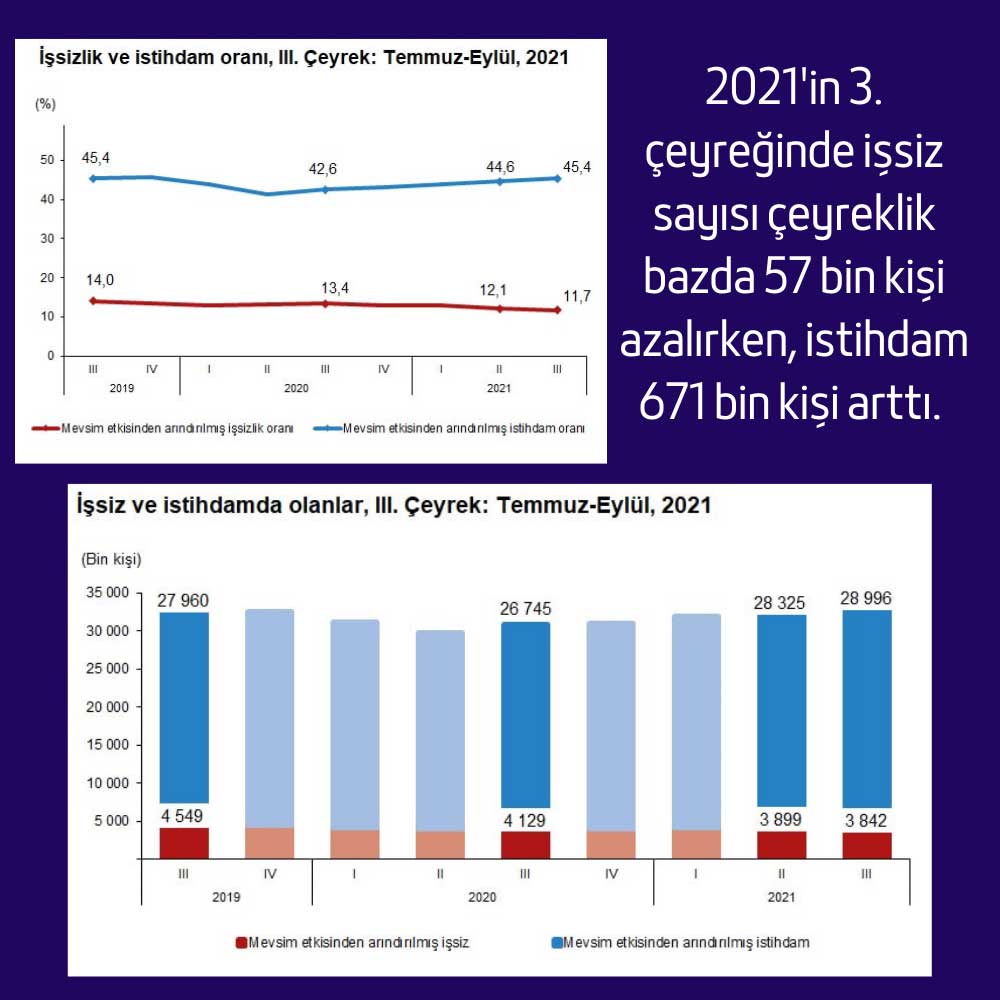 2021 3. Çeyrek İşsizlik ve İstihdam Oranı Detayları 2021 3. Çeyrek İşsizlik ve İstihdam Oranı Detayları