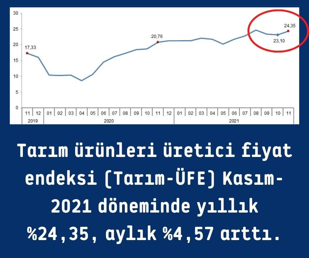 Tarım-ÜFE Kasım'da Arttı Tarım-ÜFE Kasım'da Arttı