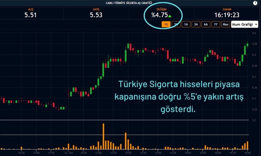 Türkiye Sigorta Hisseleri %4,75 Artıda