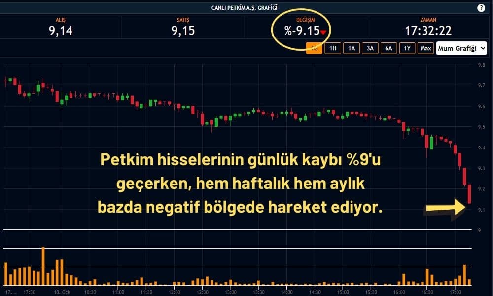 Petkim Hisseleri %9 Geriledi Petkim Hisseleri %9 Geriledi