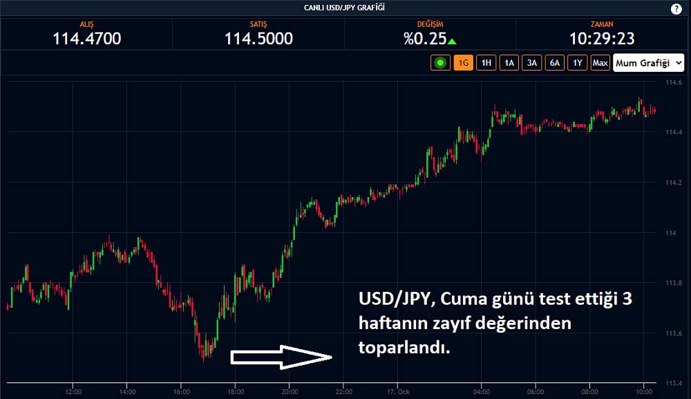 USD/JPY 17 Ocak Yükseliyor USD/JPY 17 Ocak Yükseliyor