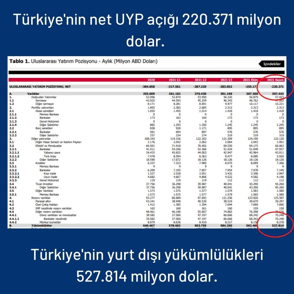 Türkiye'nin Net UYP Açığı