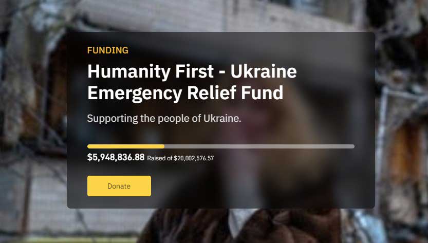 Binance Ukrayna yardım fonu Binance Ukrayna yardım fonu