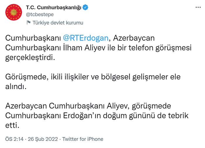 Erdoğan, Aliyev Görüştü