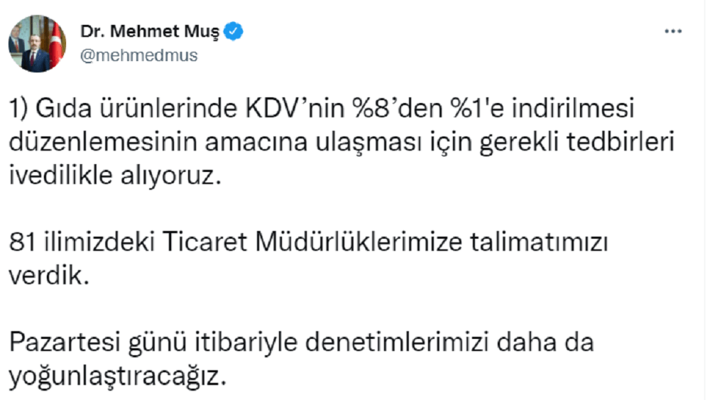 Mehmet Muş Twitter Açıklaması