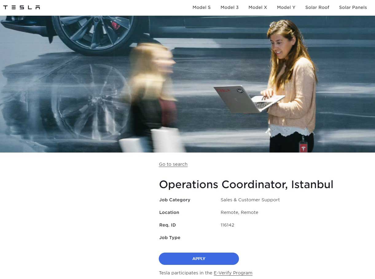 Tesla Operasyon Koordinatörü İş İlanı