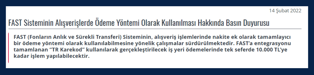 TCMB FAST Açıklaması TCMB FAST Açıklaması
