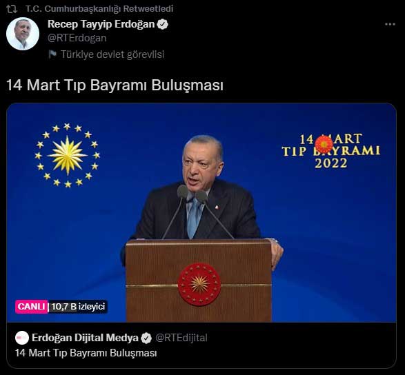 Cumhurbaşkan Erdoğan 14 Mart Tıp Bayramı konuşması 