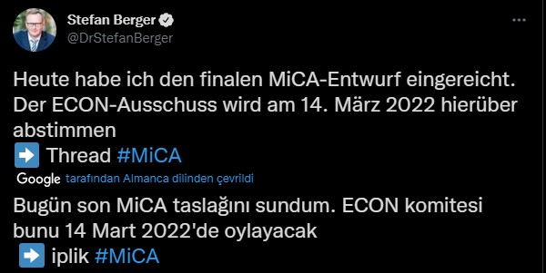 Berger MiCA duyurusu Berger MiCA duyurusu