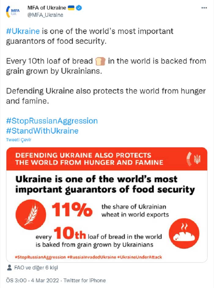 Ukrayna 10 Ekmekten 1’i Bizim Tahılımızla Yapılıyor