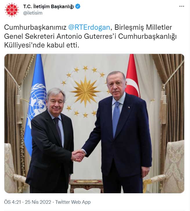 Guterres Erdoğan ile Görüştü