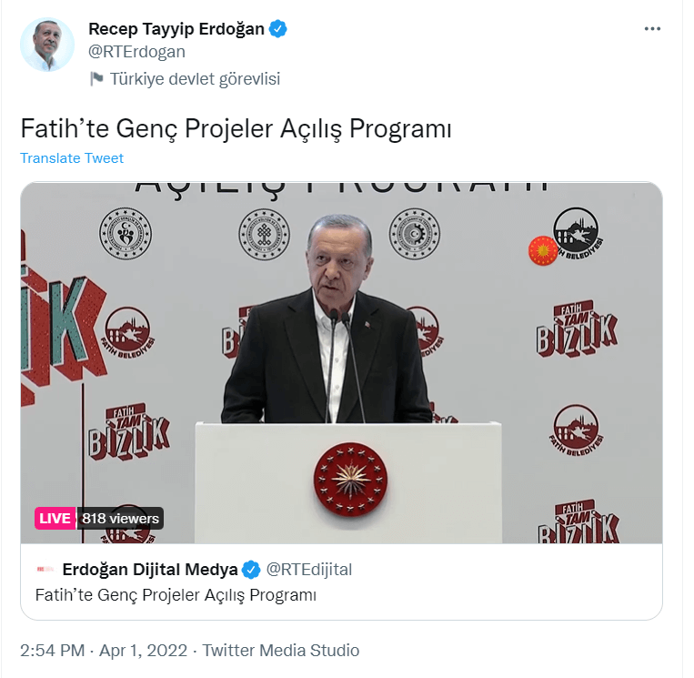 Erdoğan Fatih’te Genç Projeler Açılış Programı