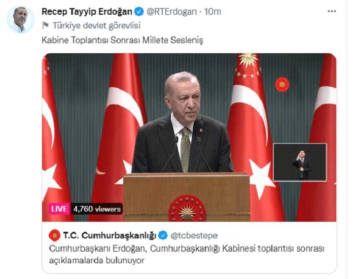 Cumhurbaşkanı Erdoğan, Kabine Toplantısı açıklaması